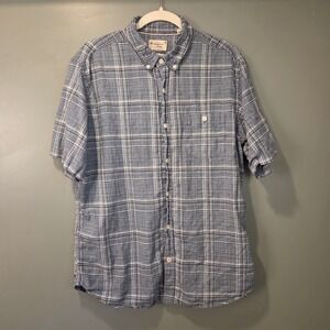 Original Weatherproof Vintage Men's Linen Cotton Short Sleeve Button Up Size L